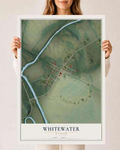 Map of Whitewater, Missouri, 24 x 36 inch unframed archival matte print