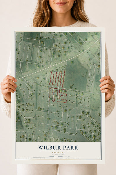 Map of Wilbur Park, Missouri, 18 x 24 inch unframed archival matte print