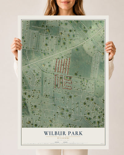 Map of Wilbur Park, Missouri, 24 x 36 inch unframed archival matte print