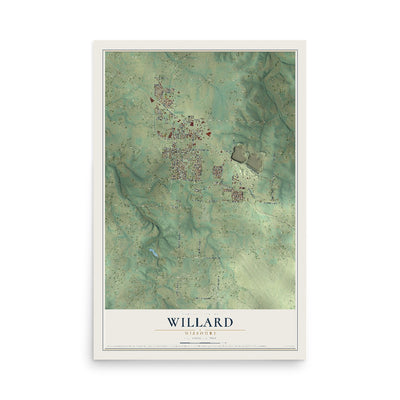 Map of Willard, Missouri, 12 x 18 inch unframed archival matte print