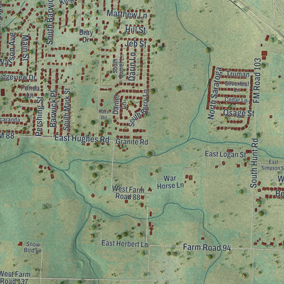Second close-up of the map of Willard, Missouri print showing more streets and buildings