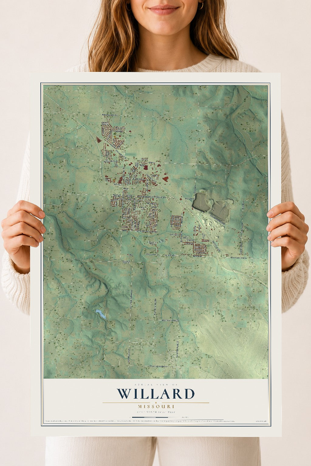Map of Willard, Missouri, 18 x 24 inch unframed archival matte print