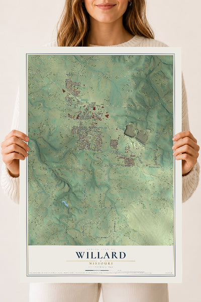 Map of Willard, Missouri, 18 x 24 inch unframed archival matte print