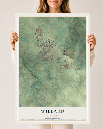 Map of Willard, Missouri, 24 x 36 inch unframed archival matte print