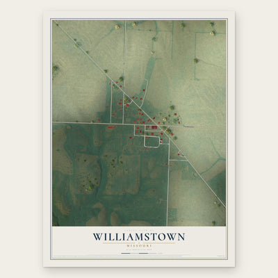 Williamstown, Missouri map print, the full design