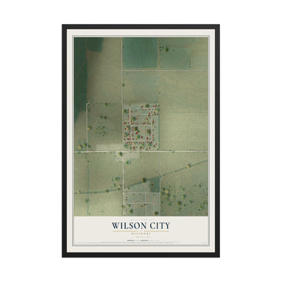 Map of Wilson City, Missouri, 12 x 18 inch print in a black wood frame