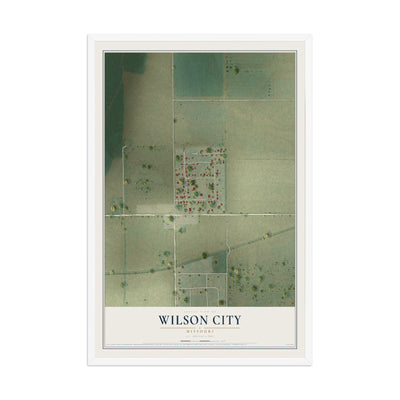 Map of Wilson City, Missouri, 12 x 18 inch print in a white wood frame