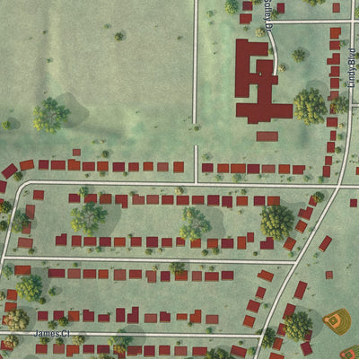 Second close-up of the map of Winchester, Missouri print showing more streets and buildings