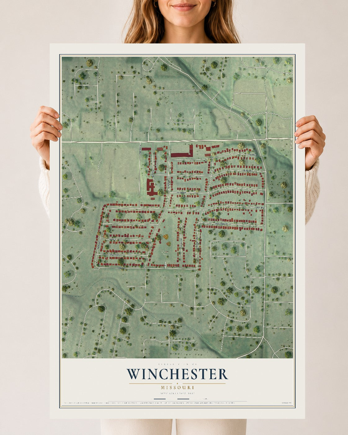 Map of Winchester, Missouri, 24 x 36 inch unframed archival matte print