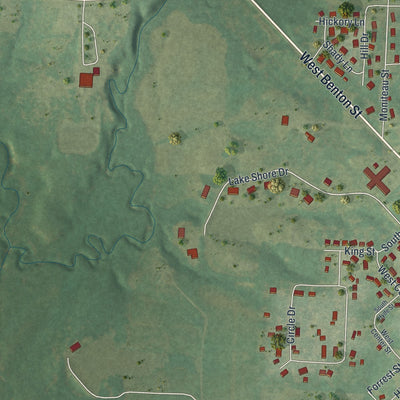 Second close-up of the map of Windsor, Missouri print showing more streets and buildings
