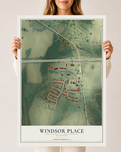 Map of Windsor Place, Missouri, 24 x 36 inch unframed archival matte print