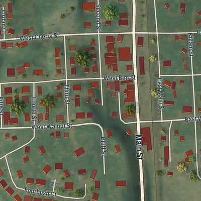Second close-up of the map of Winfield, Missouri print showing more streets and buildings