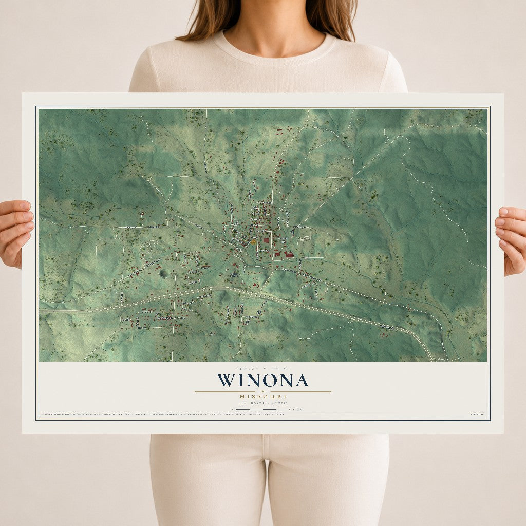 Map of Winona, Missouri, 18 x 24 inch unframed archival matte print