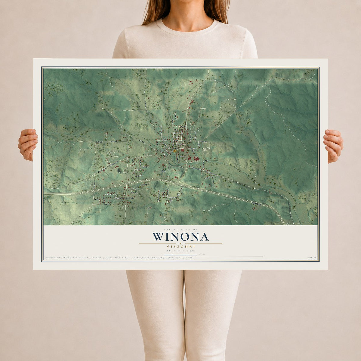 Map of Winona, Missouri, 24 x 36 inch unframed archival matte print
