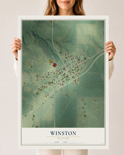 Map of Winston, Missouri, 24 x 36 inch unframed archival matte print