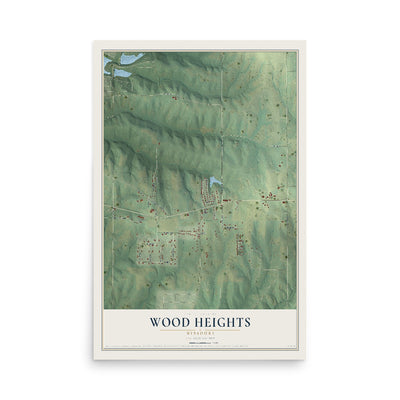 Map of Wood Heights, Missouri, 12 x 18 inch unframed archival matte print