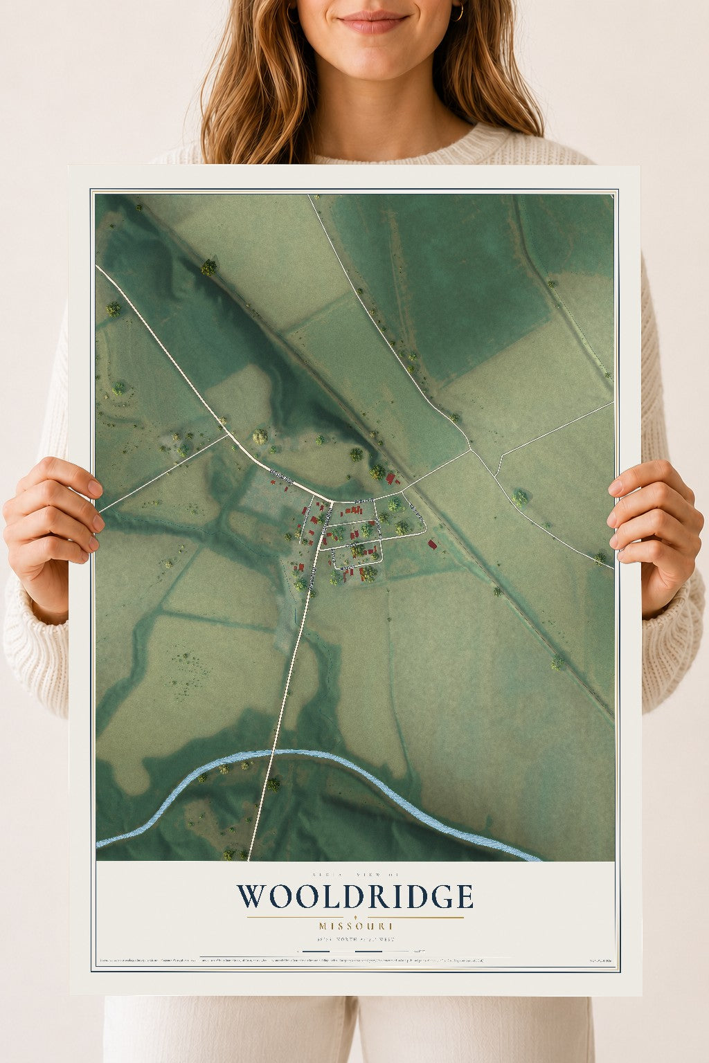 Map of Wooldridge, Missouri, 18 x 24 inch unframed archival matte print