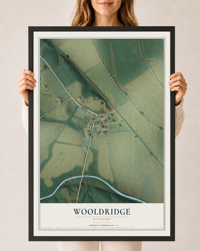 Map of Wooldridge, Missouri, 24 x 36 inch print in a black wood frame