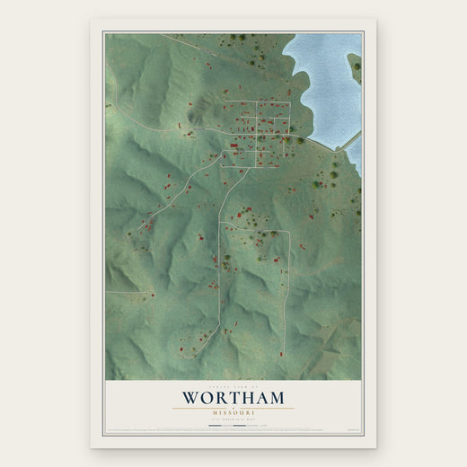 Wortham, Missouri map print, the full design
