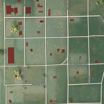 Close-up of the map of Worthington, Missouri print showing street and building detail