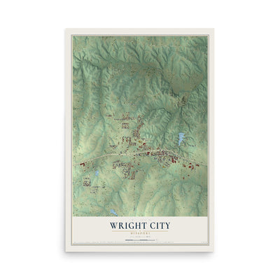 Map of Wright City, Missouri, 12 x 18 inch unframed archival matte print