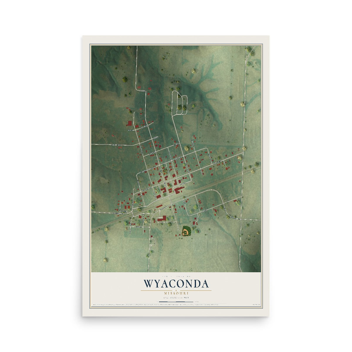 Map of Wyaconda, Missouri, 12 x 18 inch unframed archival matte print