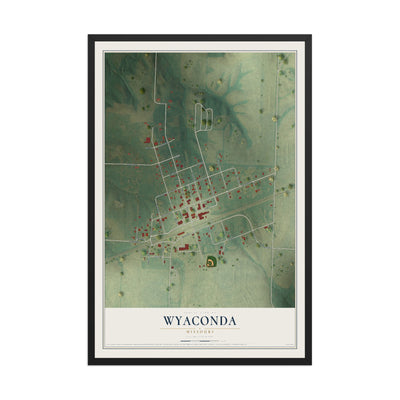 Map of Wyaconda, Missouri, 12 x 18 inch print in a black wood frame
