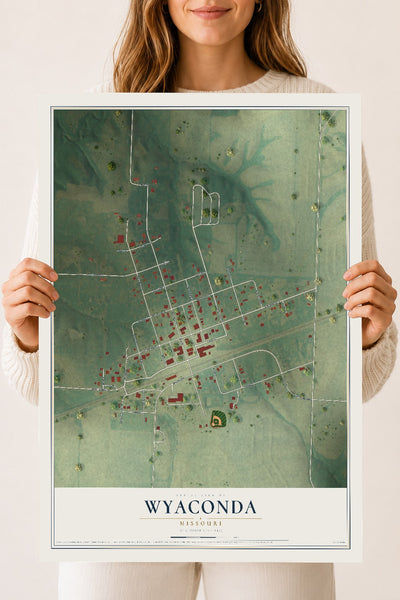 Map of Wyaconda, Missouri, 18 x 24 inch unframed archival matte print