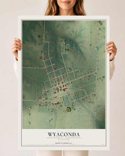 Map of Wyaconda, Missouri, 24 x 36 inch unframed archival matte print