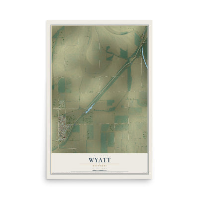 Map of Wyatt, Missouri, 12 x 18 inch unframed archival matte print