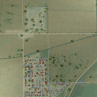 Close-up of the map of Wyatt, Missouri print showing street and building detail