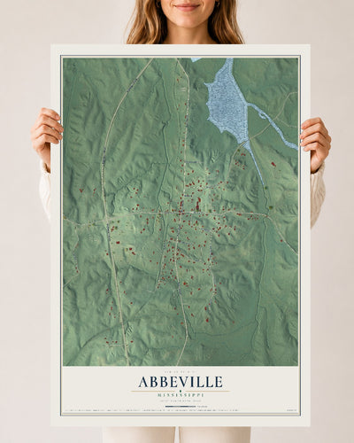 Map of Abbeville, Mississippi, 24 x 36 inch unframed archival matte print