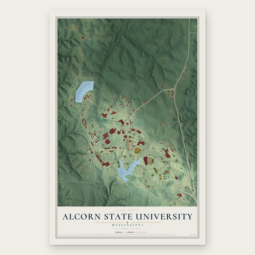 Alcorn State University, Mississippi map print, the full design