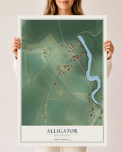 Map of Alligator, Mississippi, 24 x 36 inch unframed archival matte print