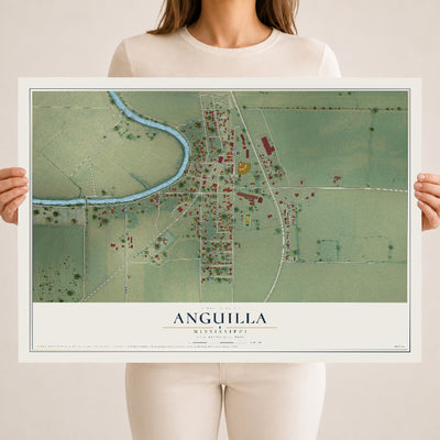 Map of Anguilla, Mississippi, 18 x 24 inch unframed archival matte print