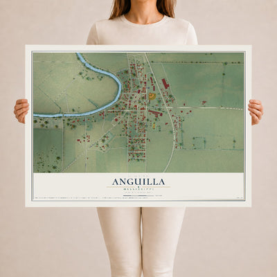 Map of Anguilla, Mississippi, 24 x 36 inch unframed archival matte print