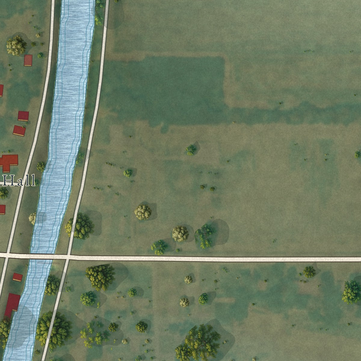 Second close-up of the map of Arcola, Mississippi print showing more streets and buildings