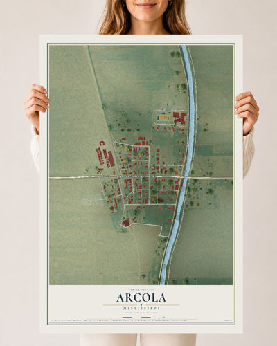Map of Arcola, Mississippi, 24 x 36 inch unframed archival matte print