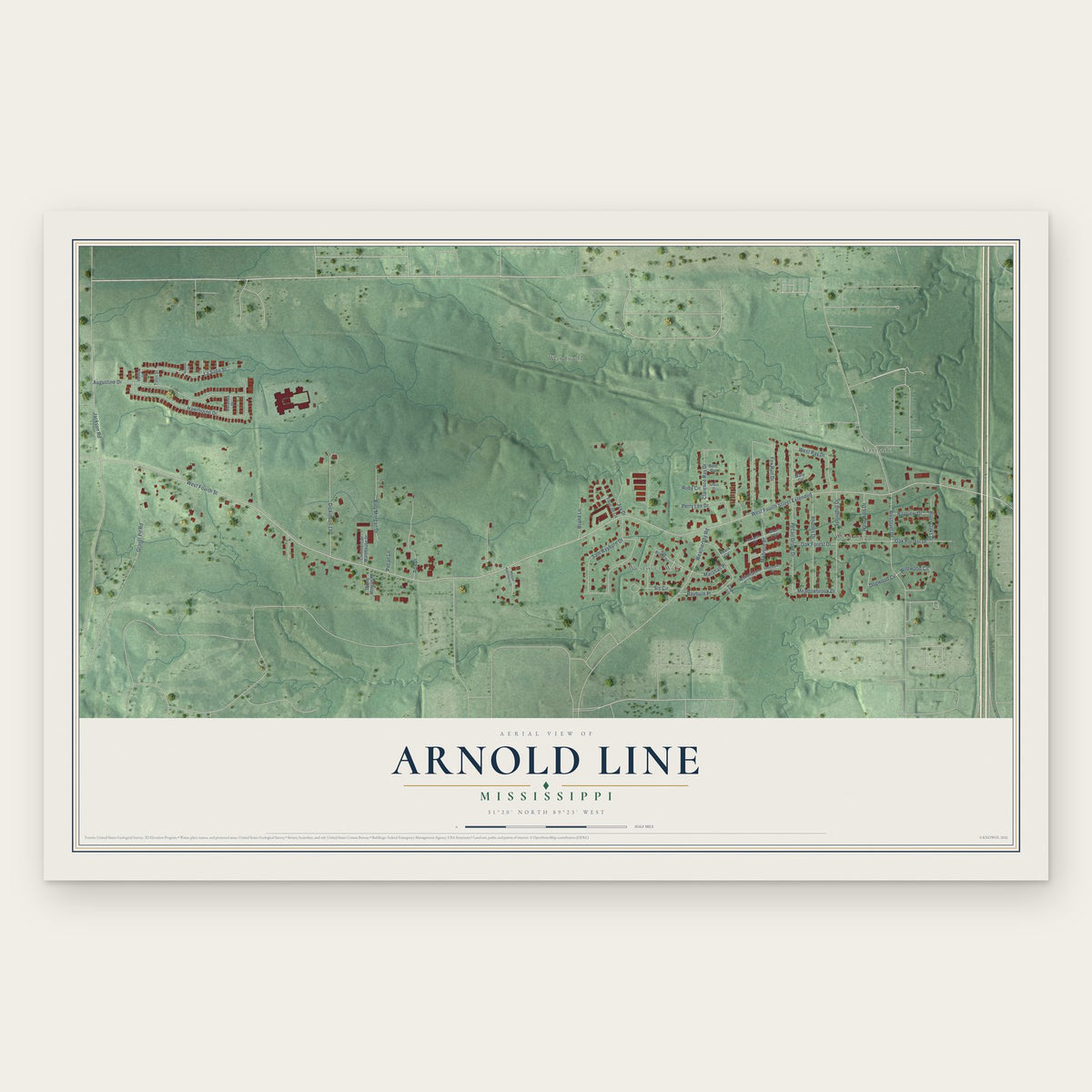 Arnold Line, Mississippi map print, the full design