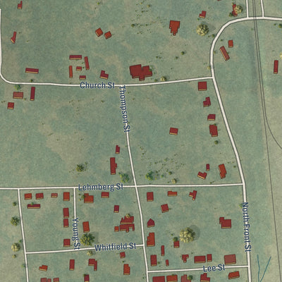 Close-up of the map of Artesia, Mississippi print showing street and building detail