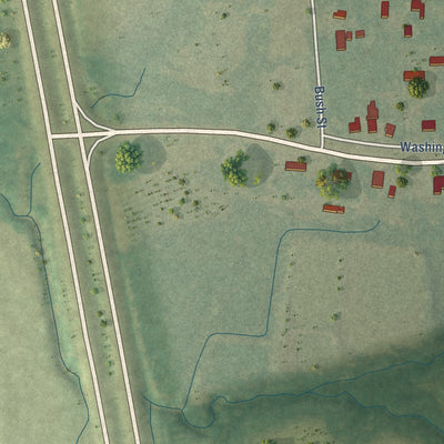 Second close-up of the map of Artesia, Mississippi print showing more streets and buildings
