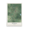 Map of Baldwyn, Mississippi, 12 x 18 inch unframed archival matte print