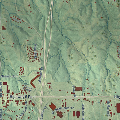 Second close-up of the map of Batesville, Mississippi print showing more streets and buildings
