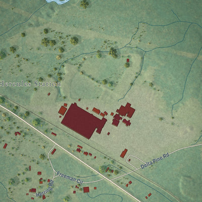 Second close-up of the map of Beaumont, Mississippi print showing more streets and buildings