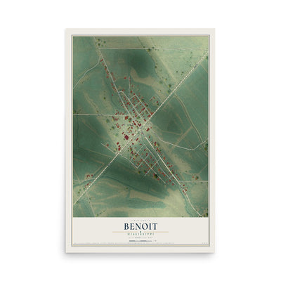 Map of Benoit, Mississippi, 12 x 18 inch unframed archival matte print