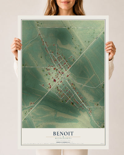 Map of Benoit, Mississippi, 24 x 36 inch unframed archival matte print