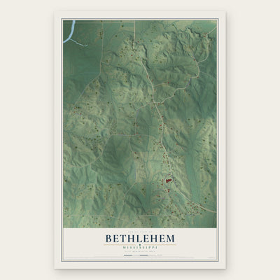 Bethlehem, Mississippi map print, the full design