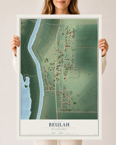 Map of Beulah, Mississippi, 24 x 36 inch unframed archival matte print