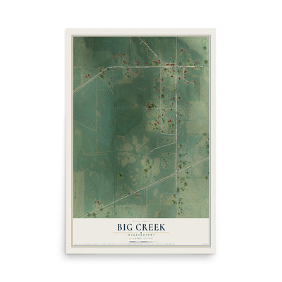Map of Big Creek, Mississippi, 12 x 18 inch unframed archival matte print
