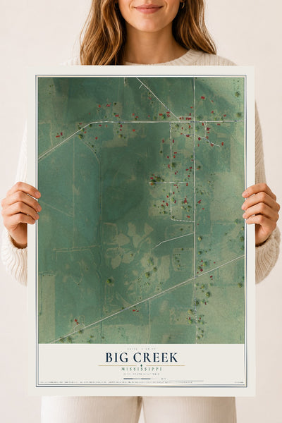Map of Big Creek, Mississippi, 18 x 24 inch unframed archival matte print